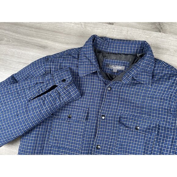Slate & Stone Shacket Mens Size Large Blue Plaid Snap Button Shirt Jacket - Picture 1 of 16